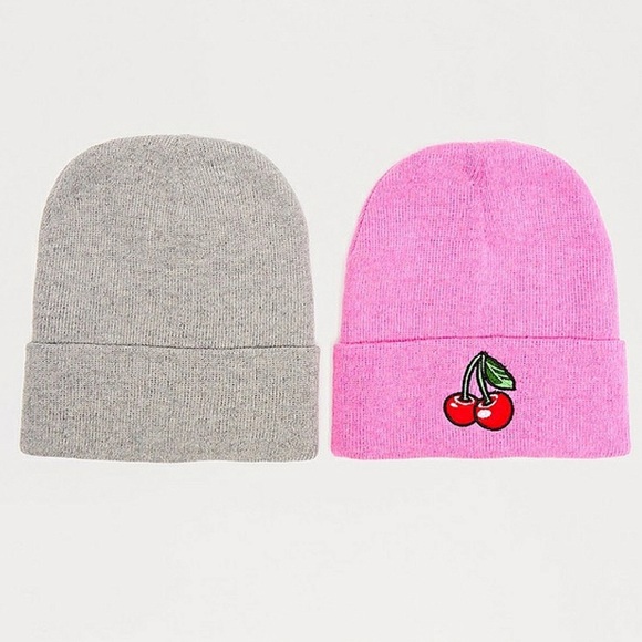 Accessories - NWT🦋🍒Butterfly & Gray & Cherry Beanie 3 Pc BUNDLE🍒🦋